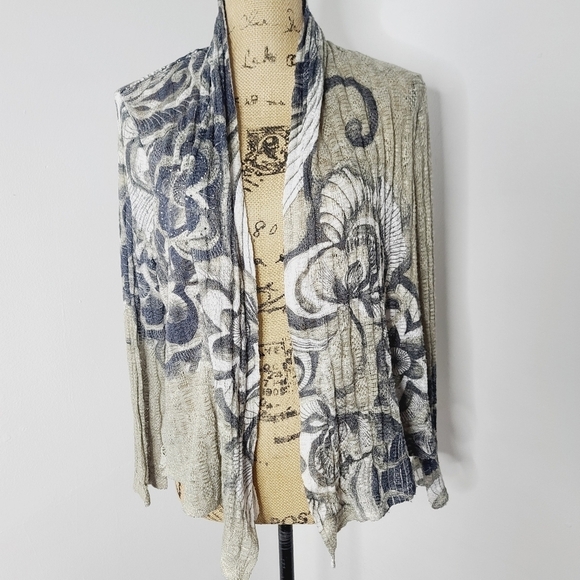 Chico's Felicity Cardigan Floral Lace Open Front Green - Picture 1 of 11